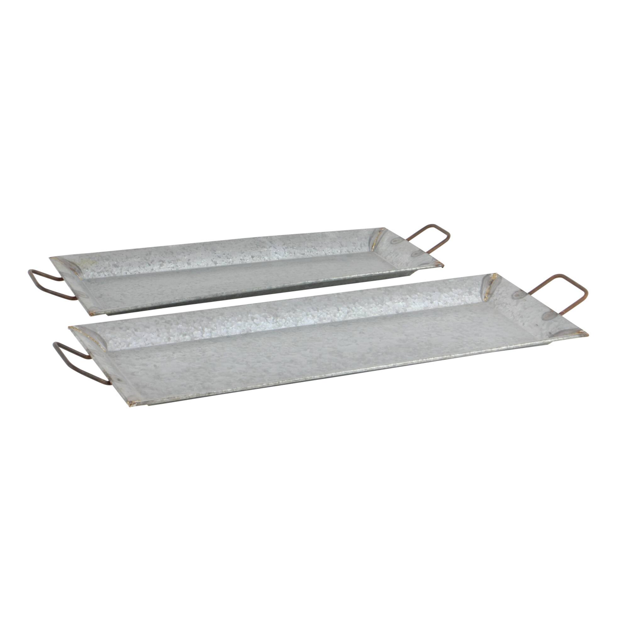 Gray Metal Farmhouse Tray Set